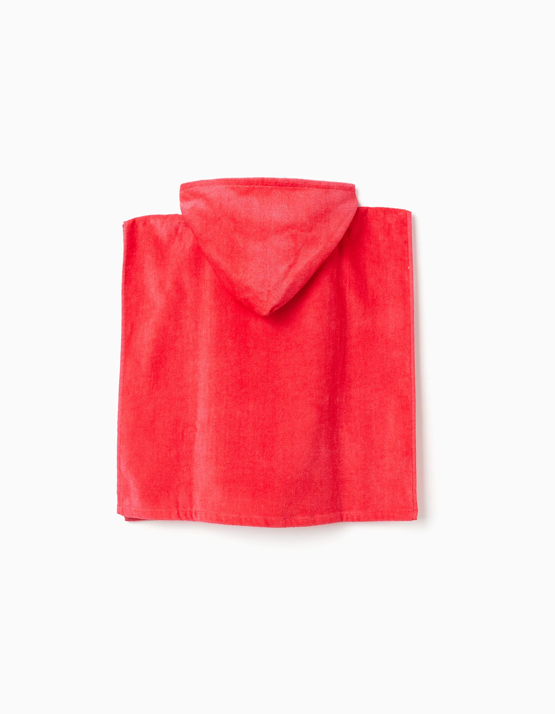 Hooded beach poncho in cotton Minnie & Daisy for baby girls, coral
