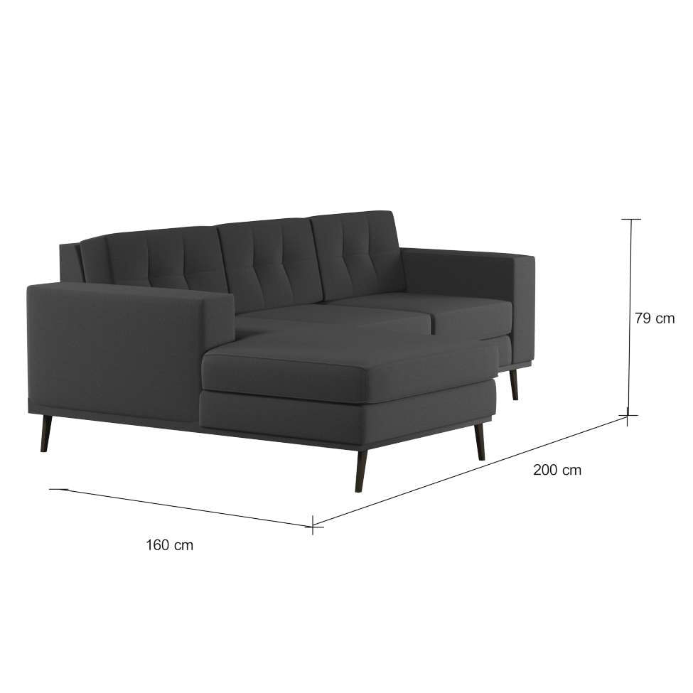 Sofá 3 Lugares Esquerdo Istambul com Chaise Esquerdo Pé Palito Linho Cotton Grafite Escuro em Promoção | Ofertas na Americanas