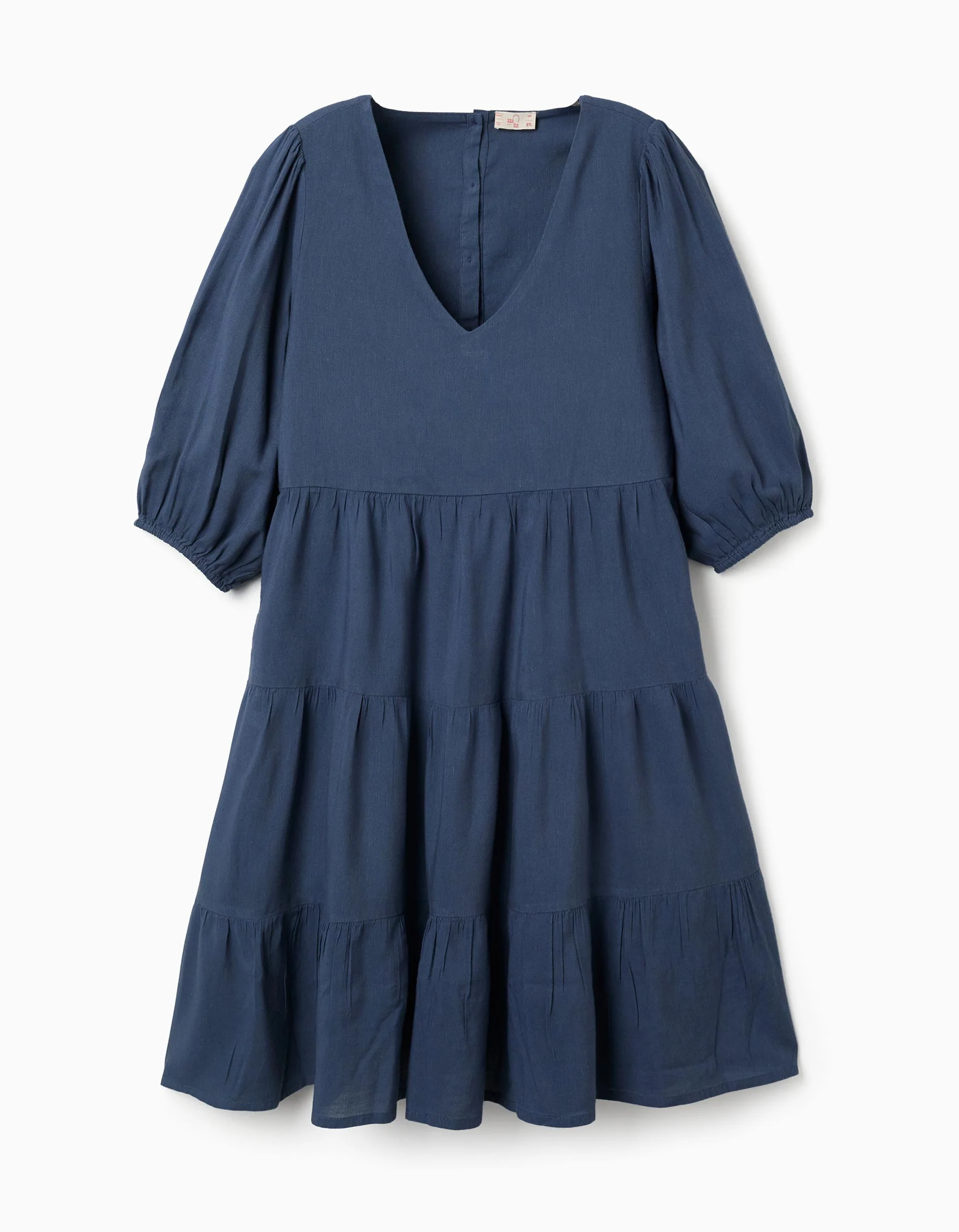 Dress with balloon sleeves and cut-out You&Me for women, blue