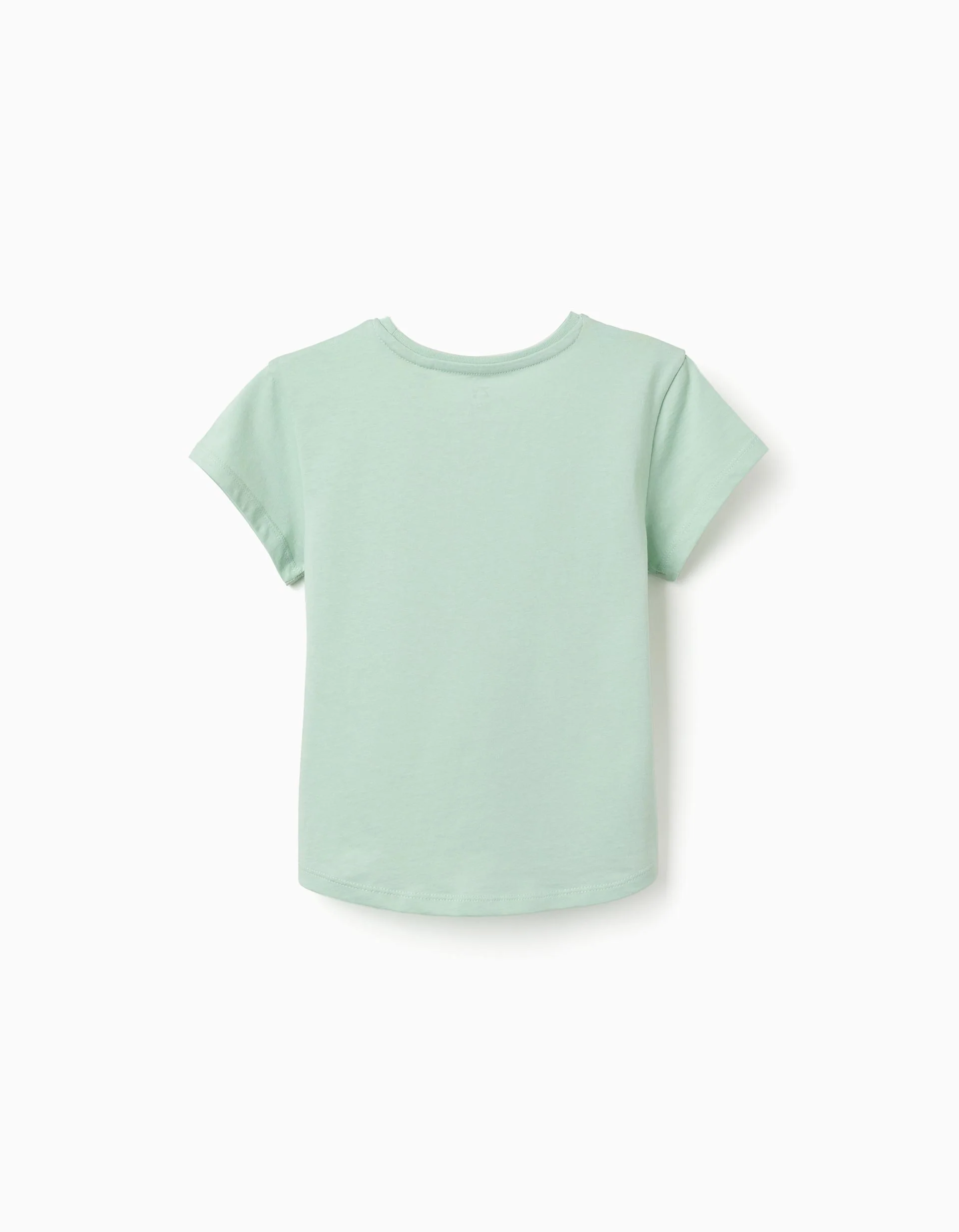 Pack of 2 cotton T-shirts with floral prints for girls, white/green
