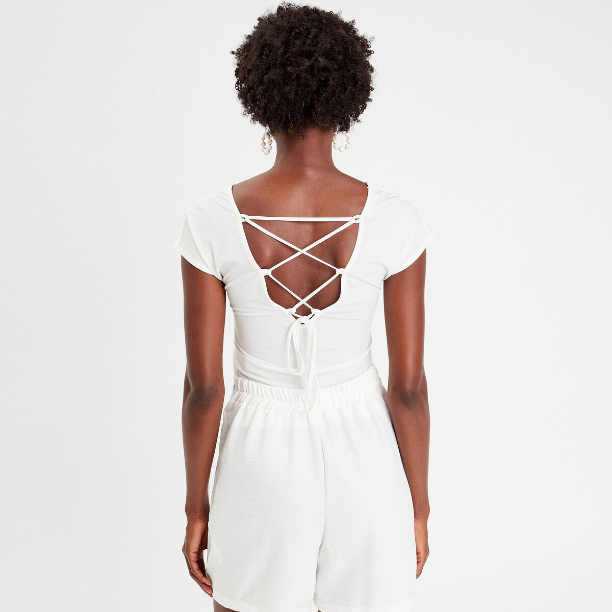 T-shirt manches courtes ecru femme