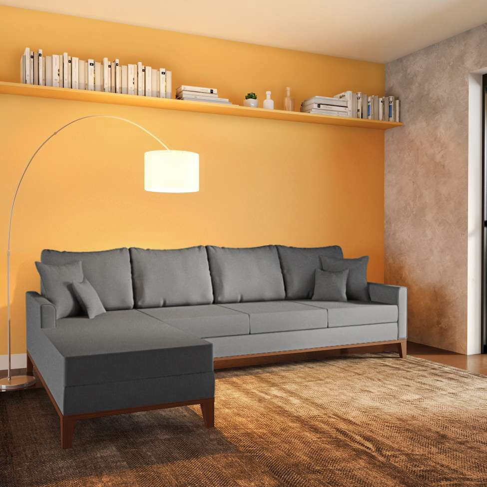 Sofá 4 Lugares Velasco Com Chaise Esquerdo Linho Cinza em Promoção | Ofertas na Americanas