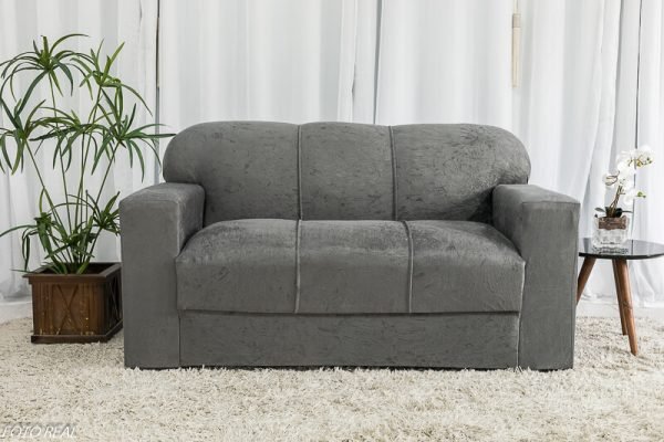 Conjunto Sofá 3 e 2 Lugares Xaropinho Suede Cinza