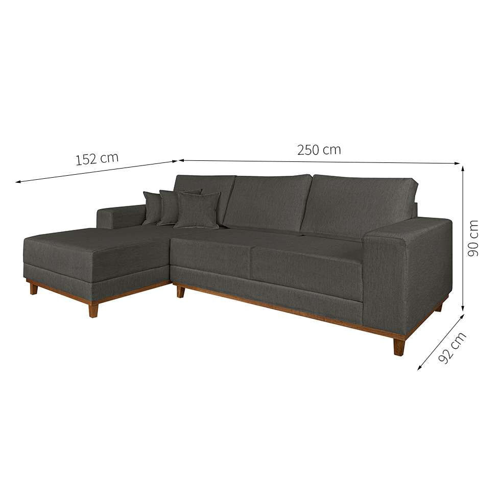 Sofá 4 Lugares Mônaco Com Chaise Esquerdo Linho Cinza em Promoção | Ofertas na Americanas