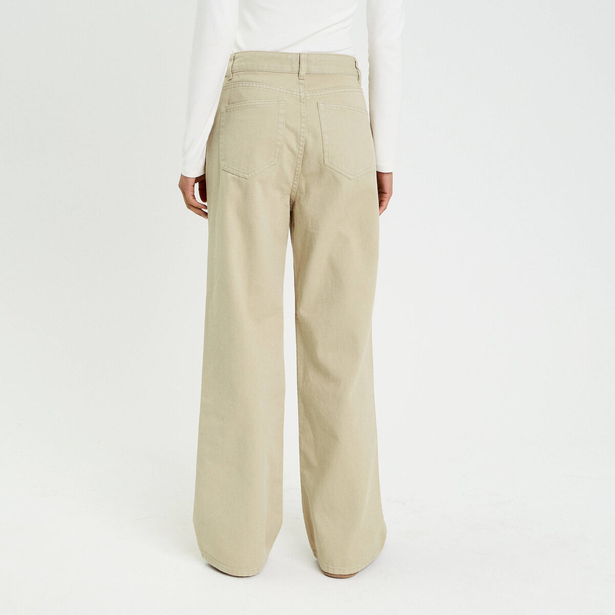 Jean wide leg taille haute vert femme