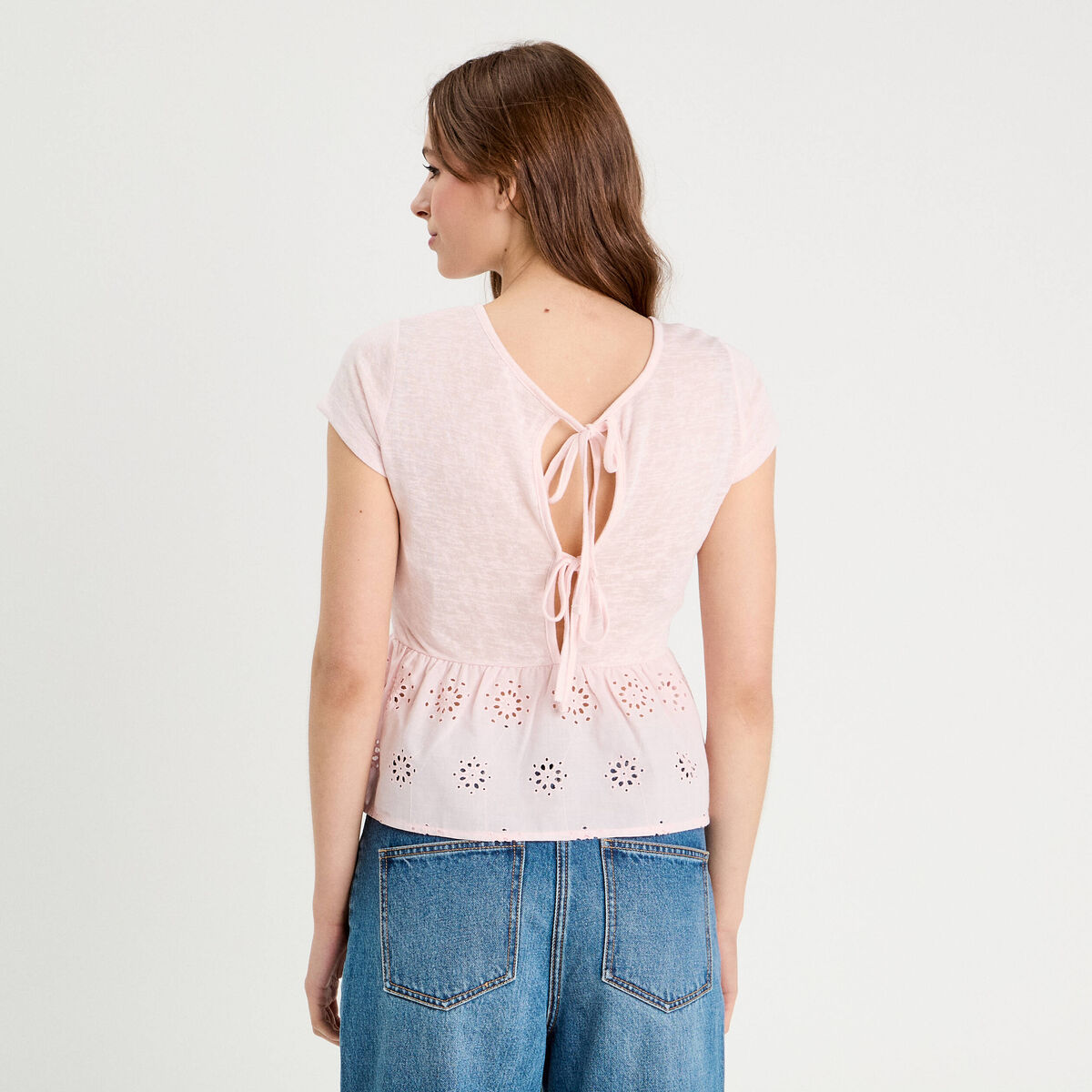 T-shirt manches courtes rose clair femme