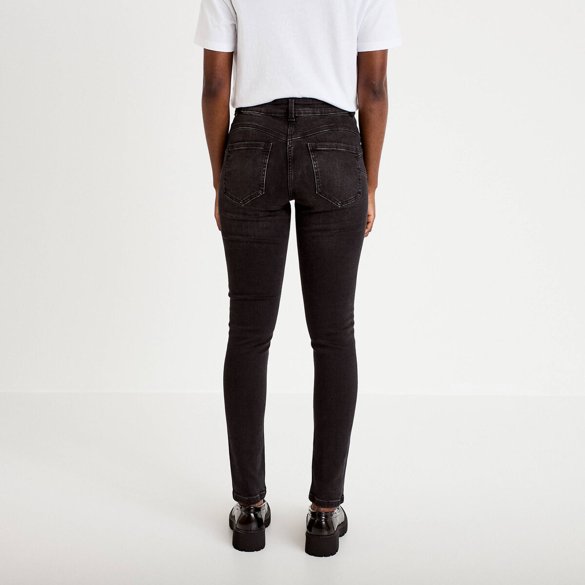 Jean skinny push-up taille standard denim noir femme