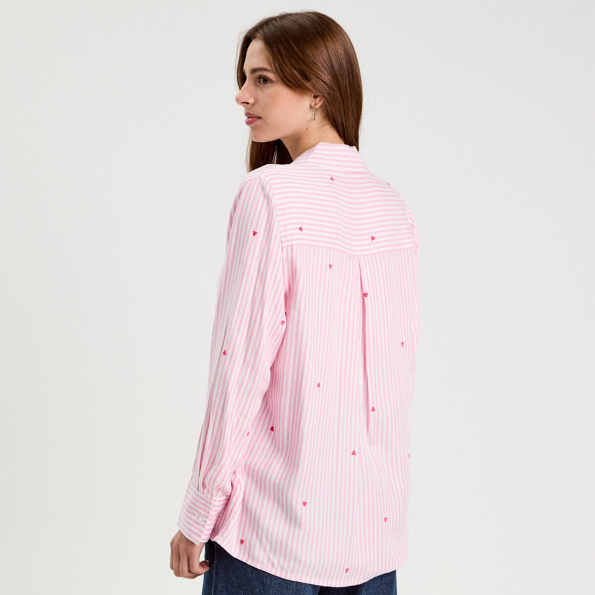 Chemise manches longues rose femme