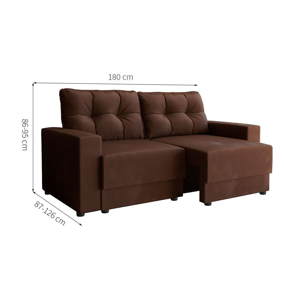 Sofá 3 Lugares Retrátil Lubeck Suede Marrom 180 cm em Promoção | Ofertas na Americanas