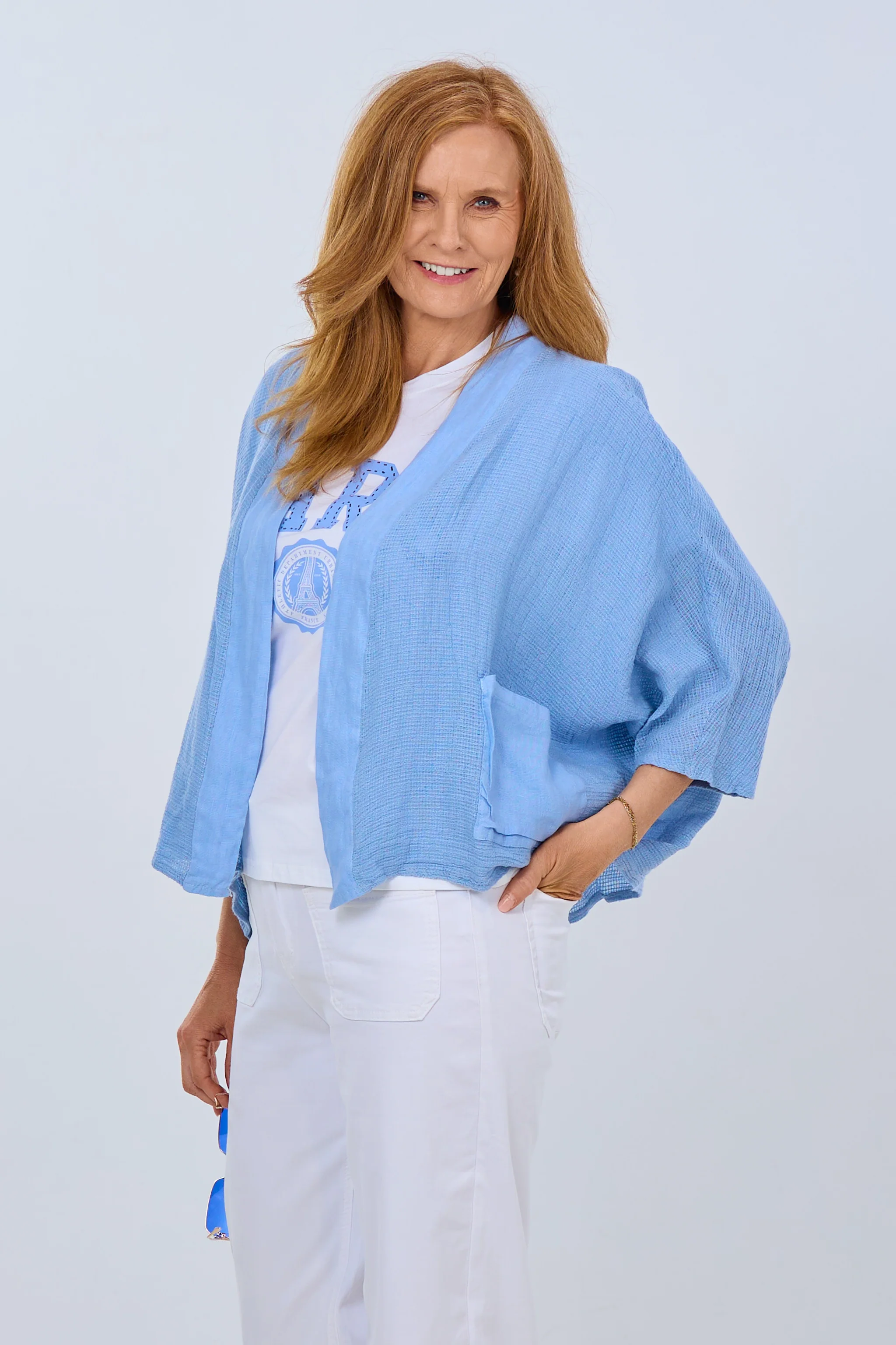 Kimono Jacke, hellblau