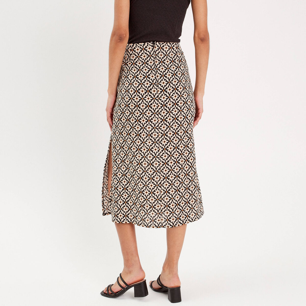 Jupe midi évasée blanc femme