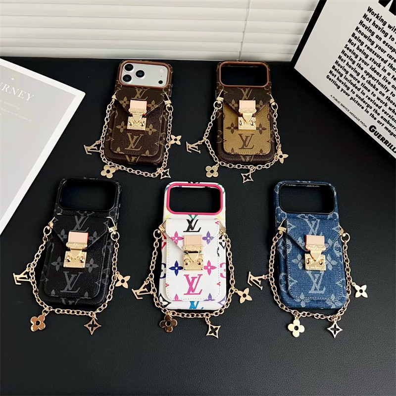 ヴィトン 携帯ケース iphone17pro iphone17 ケース ハイ ブランド iphoneケース 背面収納 おしゃれ iphone16/16pro/15 ケース 人気 ブランド チェーン付き iphoneケース