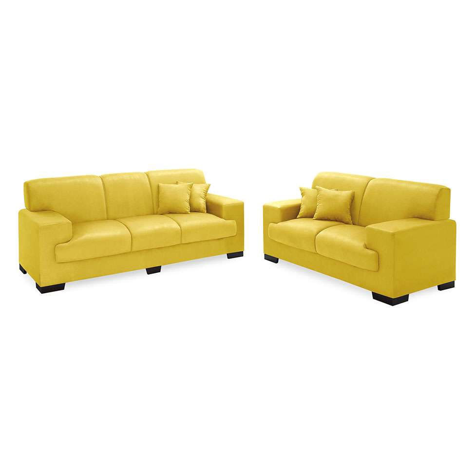 Conjunto Sofá 2 e 3 Lugares Manuela Amarelo Império Estofados em Promoção | Ofertas na Americanas