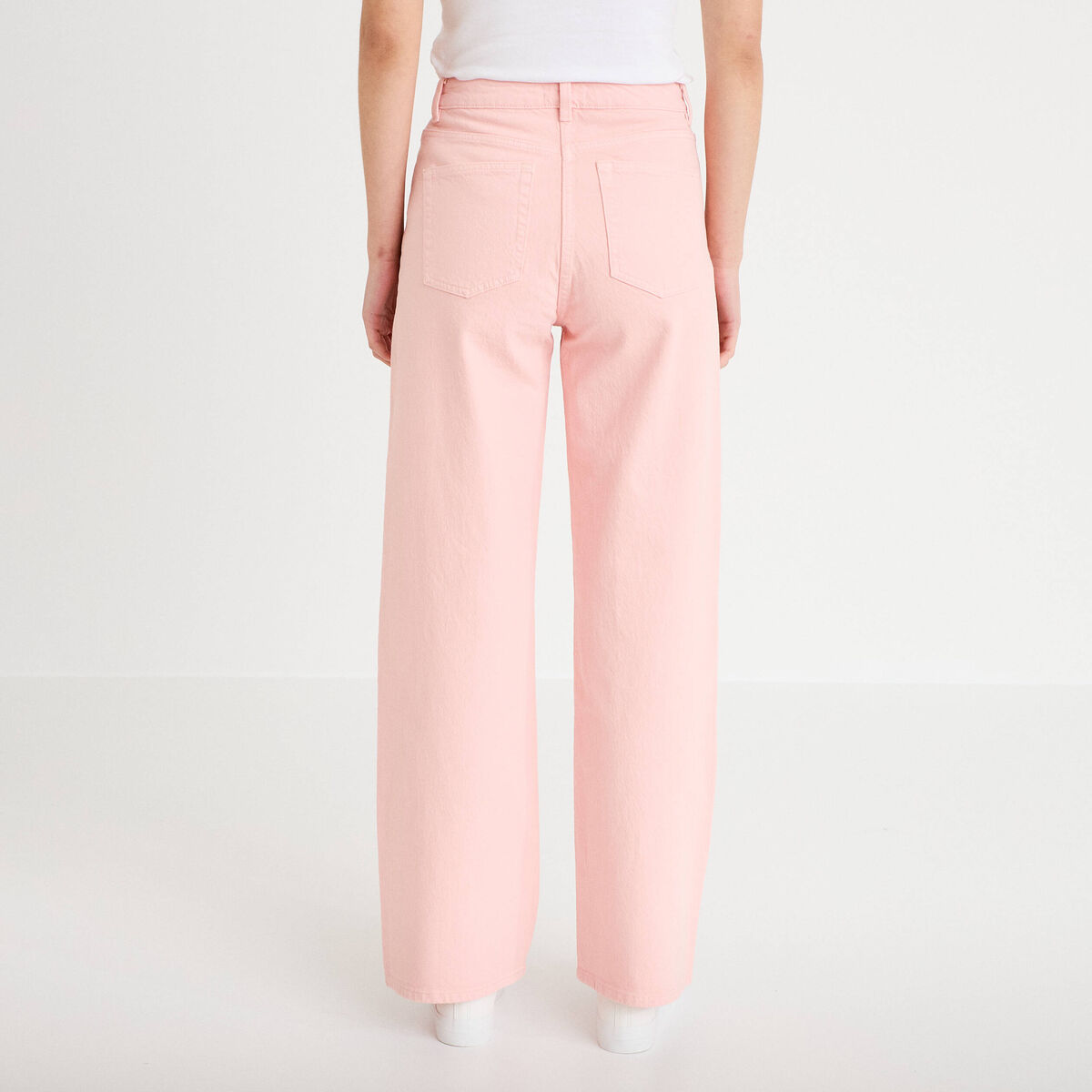 Jean wide leg taille haute rose clair femme