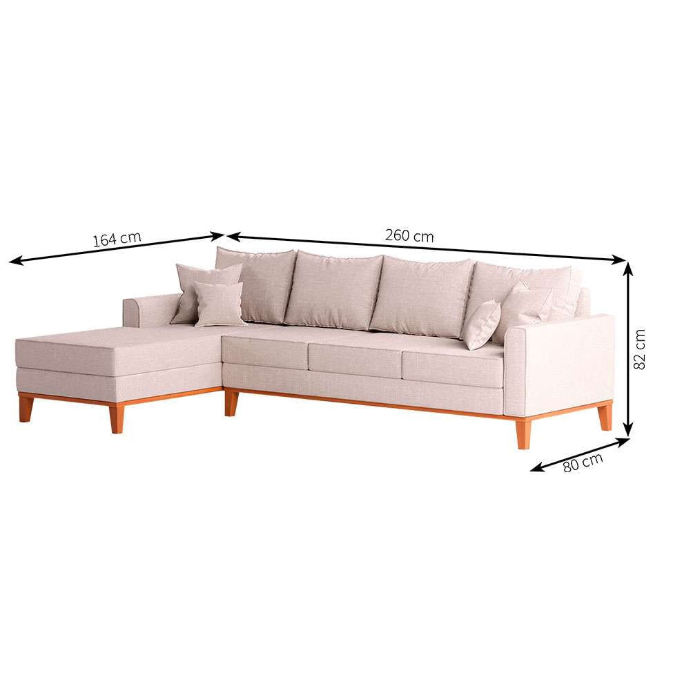 Sofá 4 Lugares Beny Com Chaise Esquerdo Linho Cru em Promoção | Ofertas na Americanas