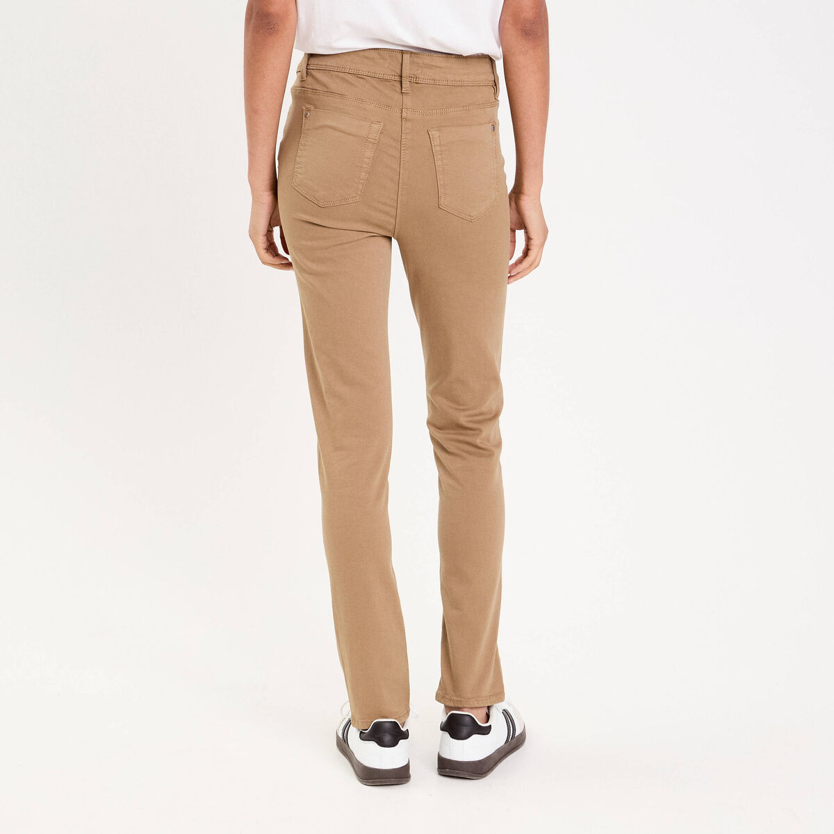 Jeans slim 5 poches beige femme