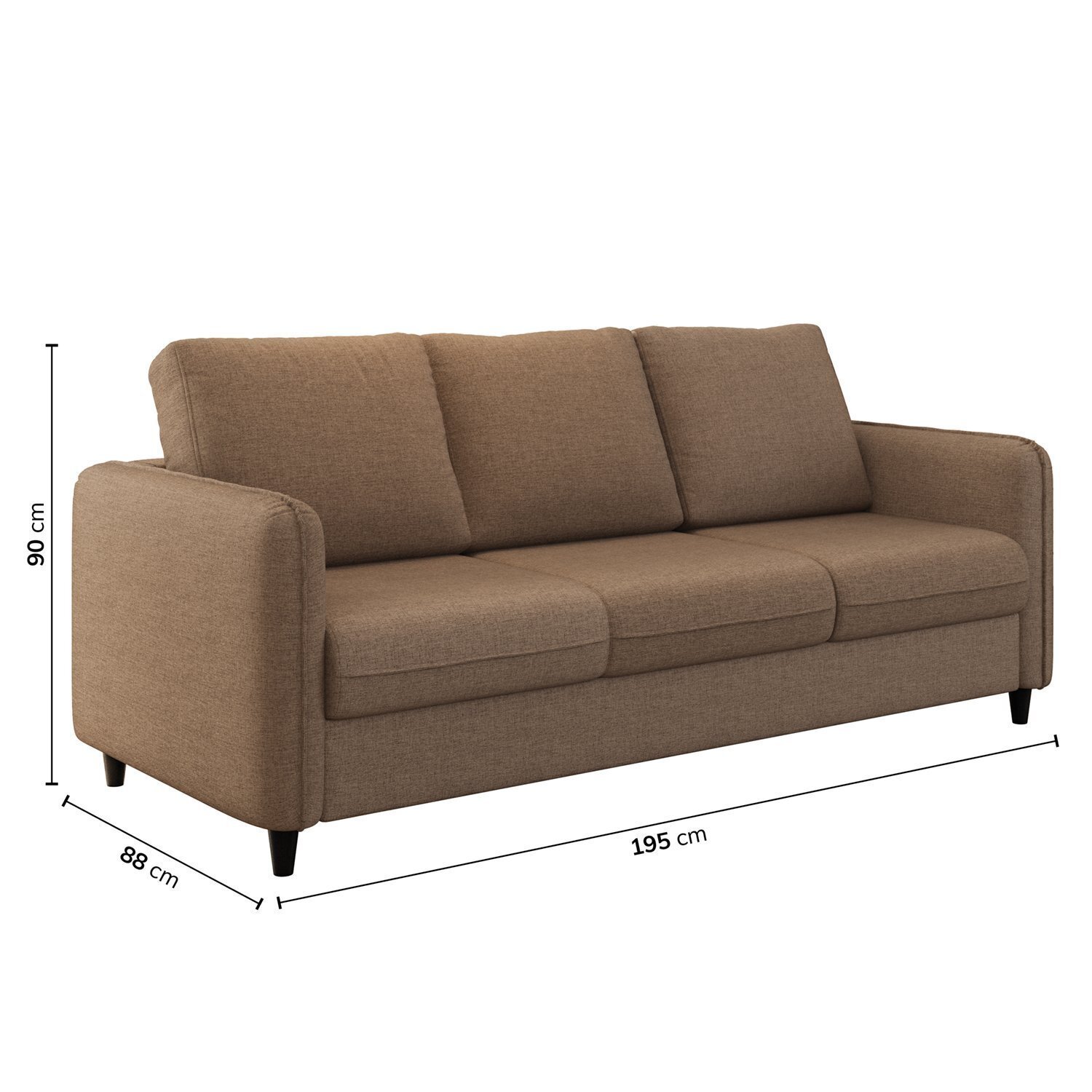 Sofá 3 Lugares em Linho Orquídea CabeCasa MadeiraOriginals