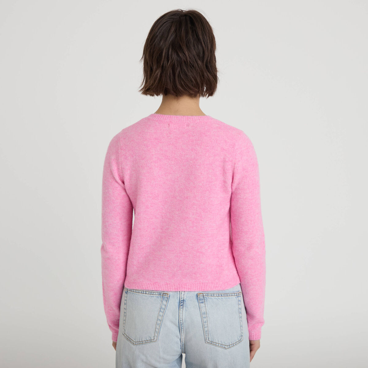 Gilet boutonné manches longues rose femme