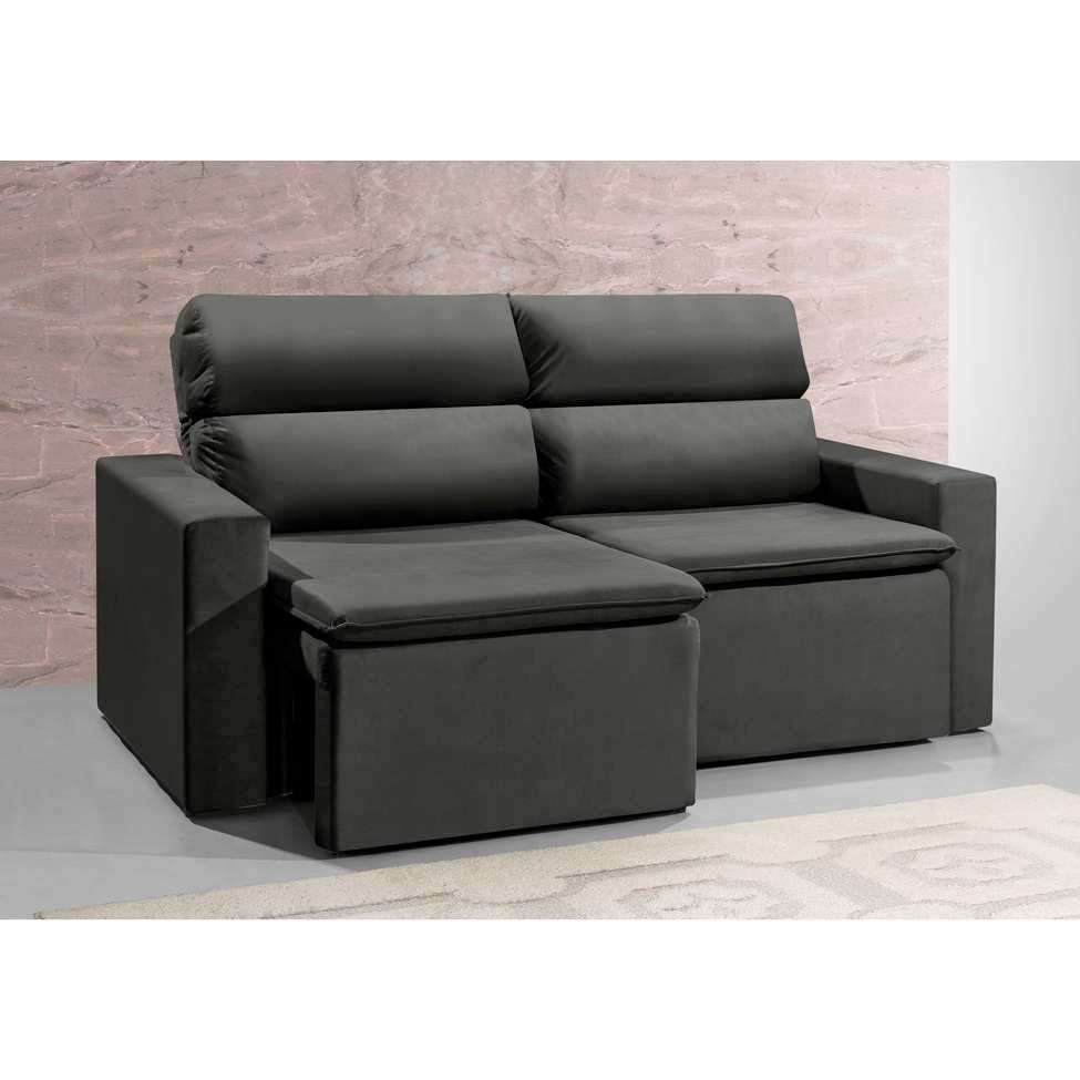 Sofá 3 Lugares Retrátil e Reclinavél Hanôver Suede Grafite 180 cm em Promoção | Ofertas na Americanas