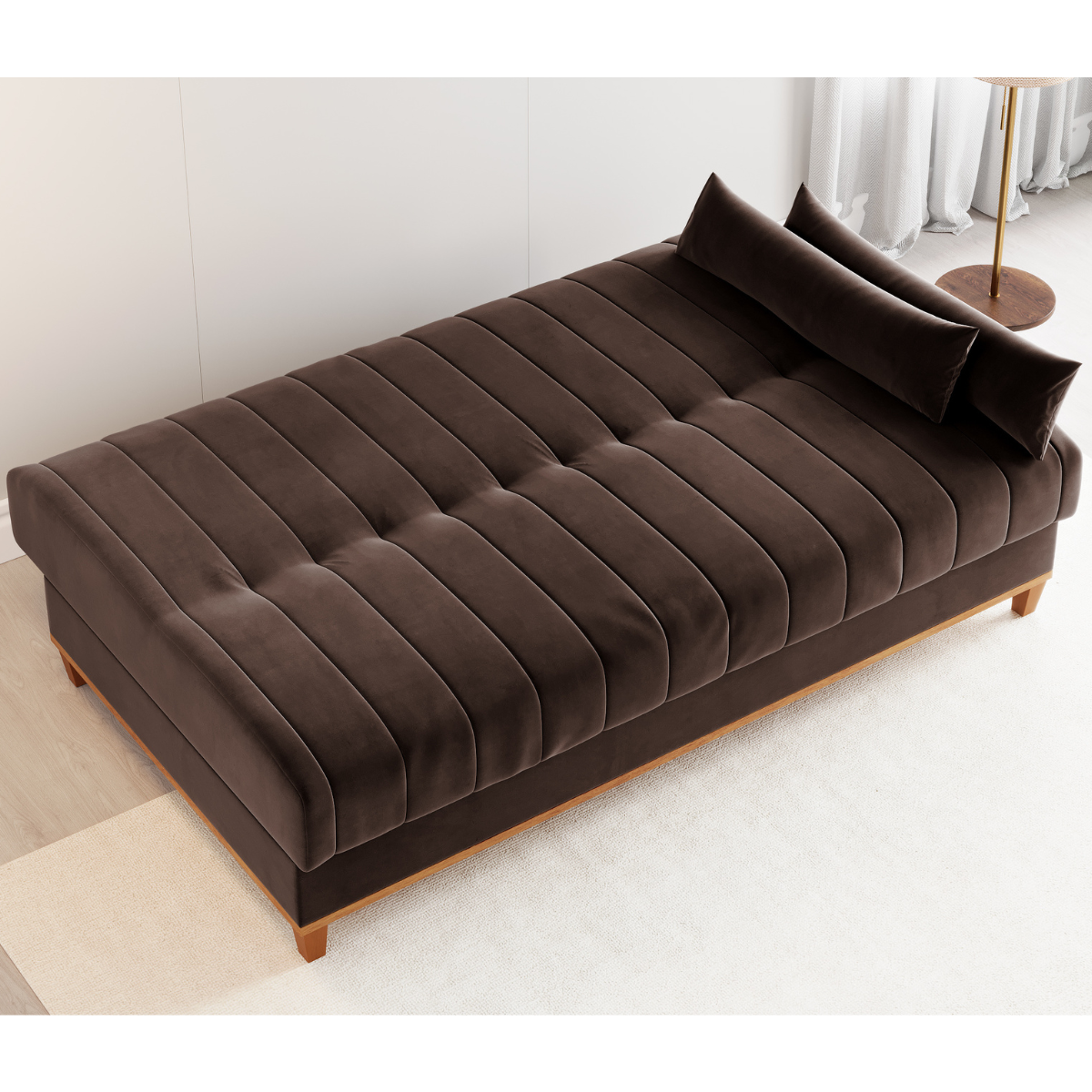 Sofa Cama Veneza 1,80 Reclinável 3 Lugares Veludo Bombom - Casa Giulia