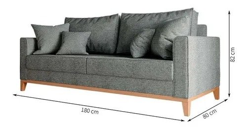 Kit Sofá 3 Lugares e 2 Poltronas Beny com Base de Madeira Linho