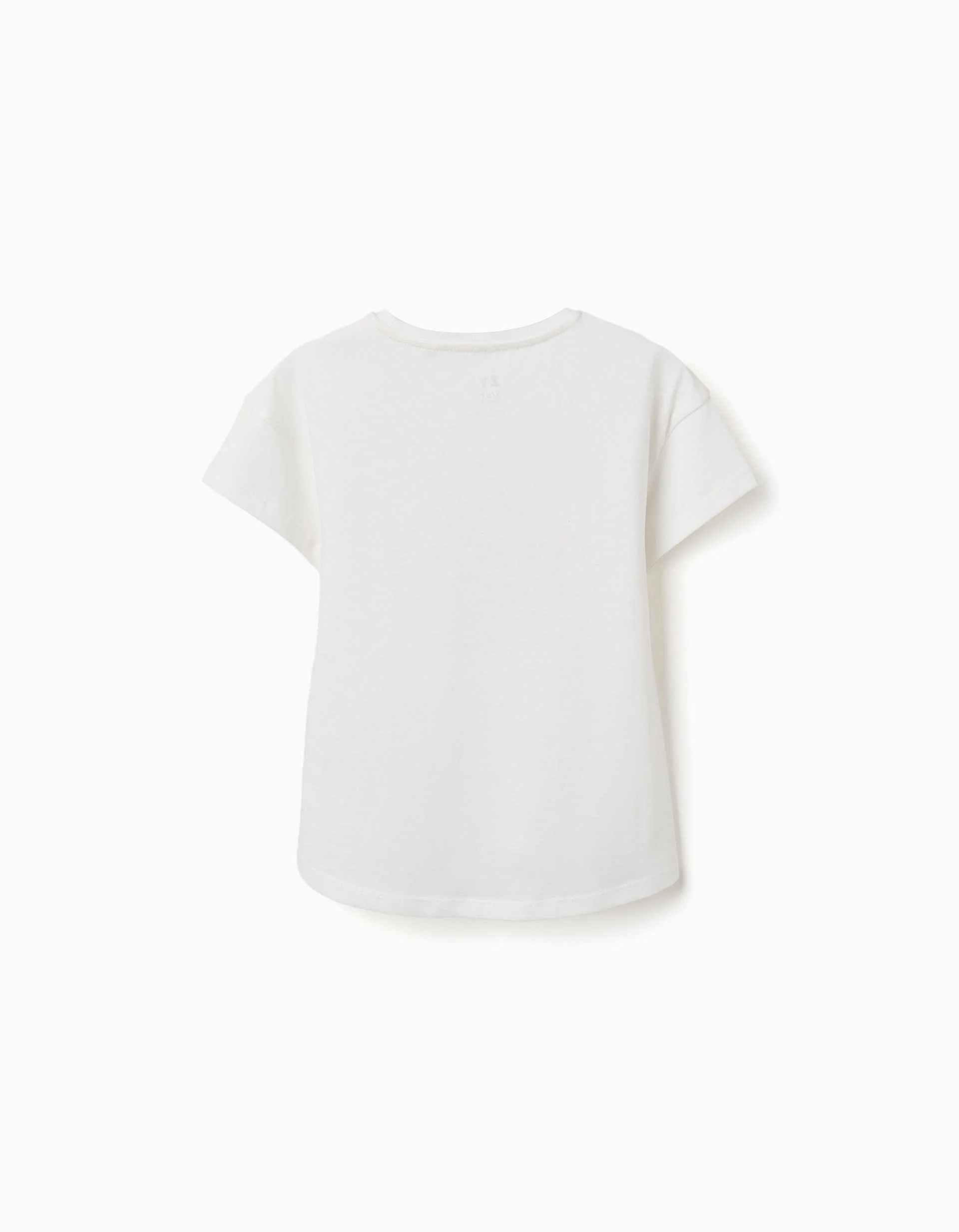 Cotton T-shirt with shell print and dropped shoulders for girls, white