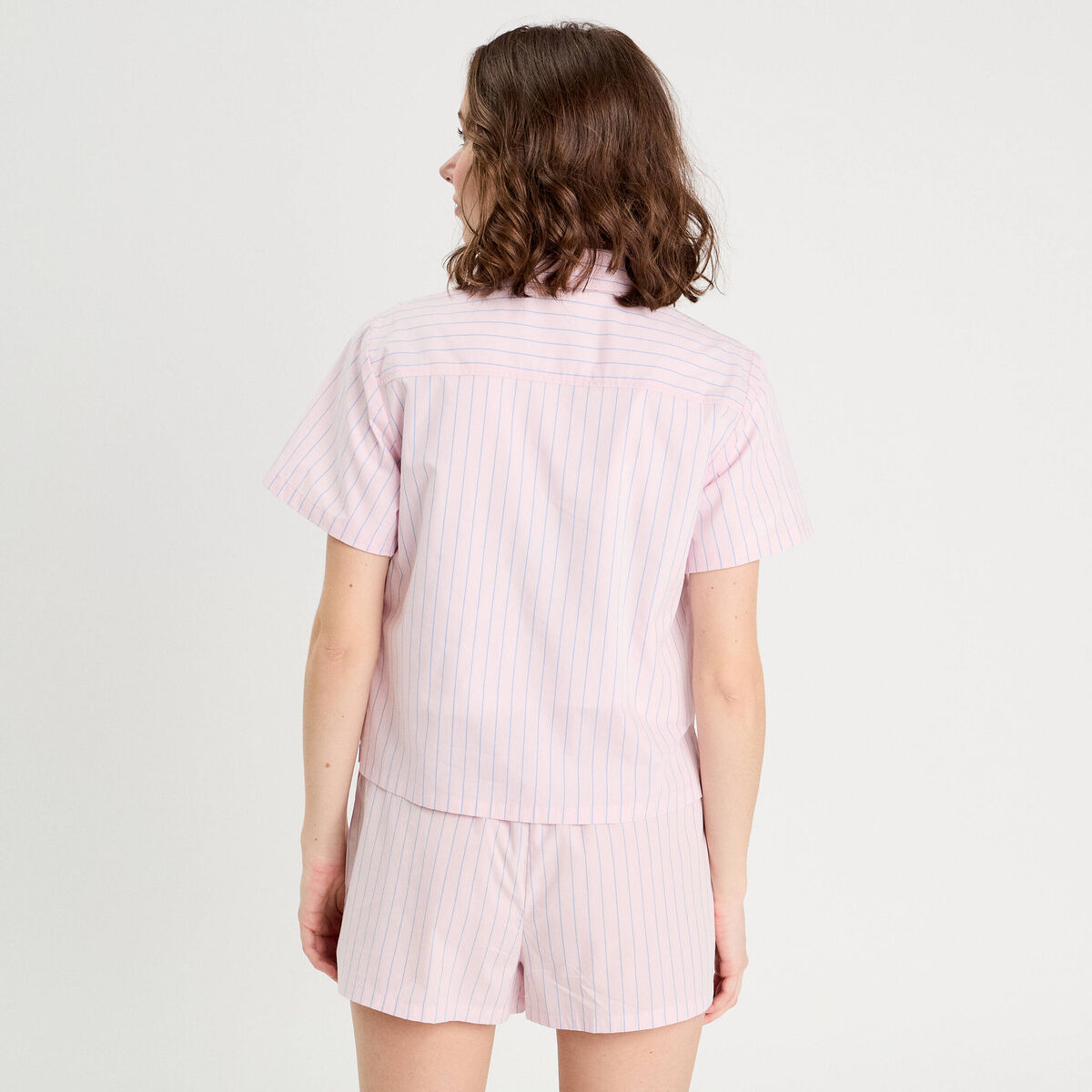 Chemise manches courtes rose clair femme