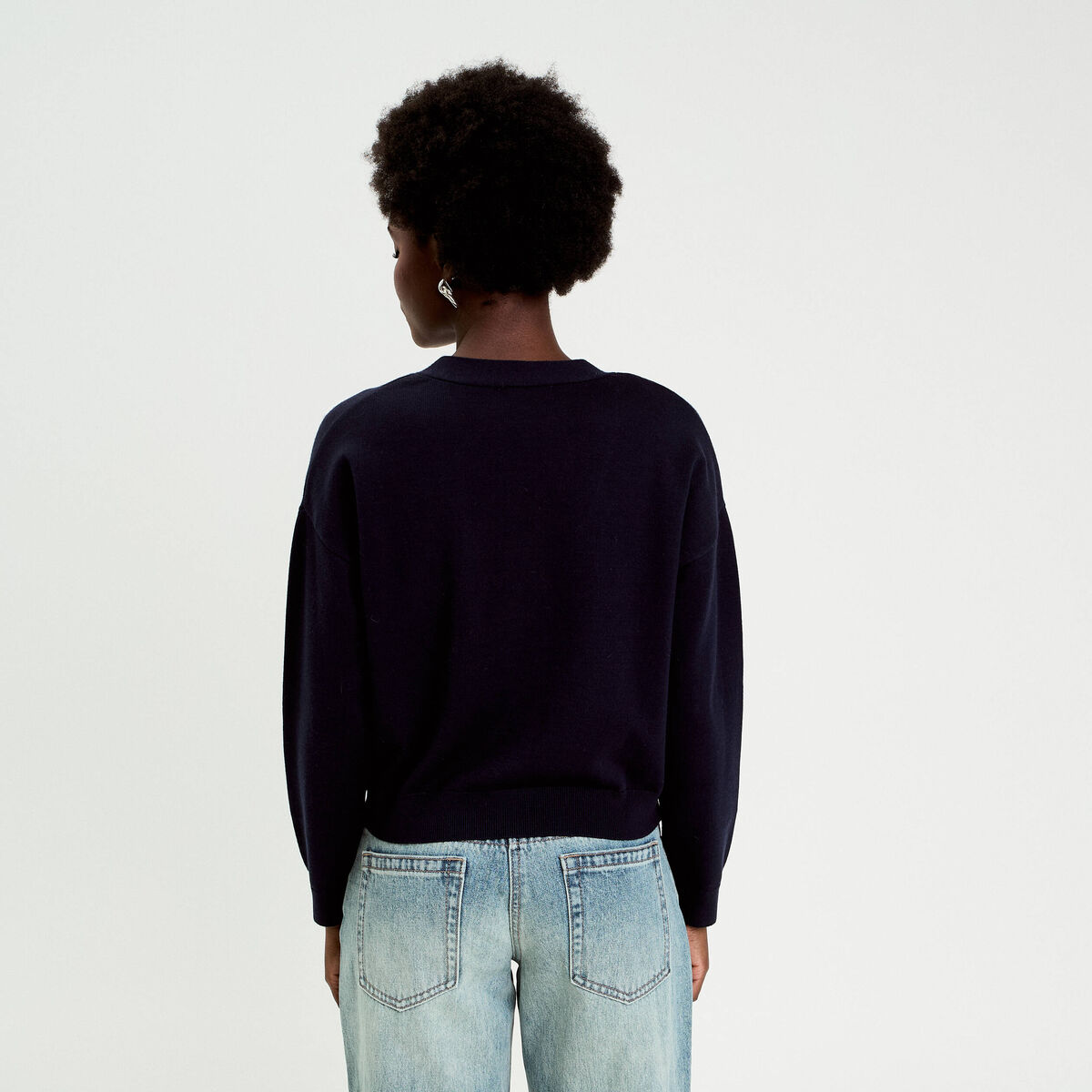 Gilet col v bleu marine femme