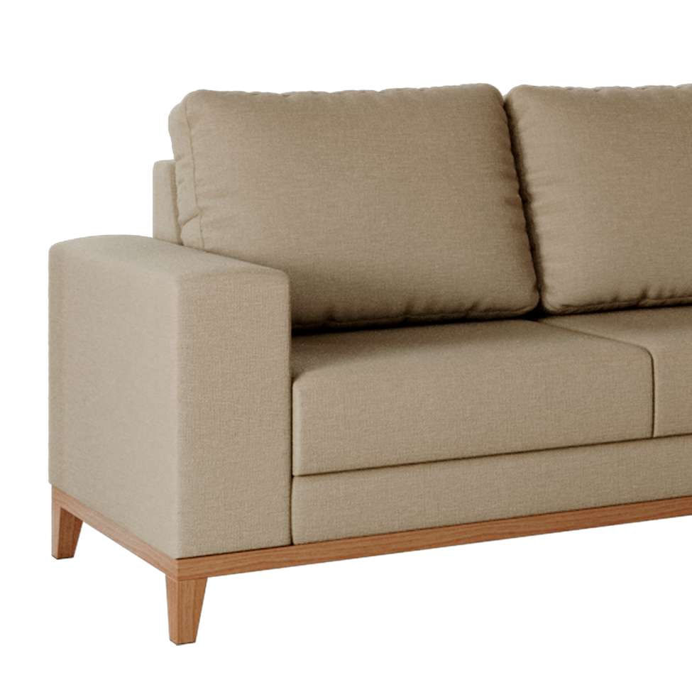 Sofá 3 Lugares Belgrado com Chaise Direito Linho Bege 230 cm em Promoção | Ofertas na Americanas
