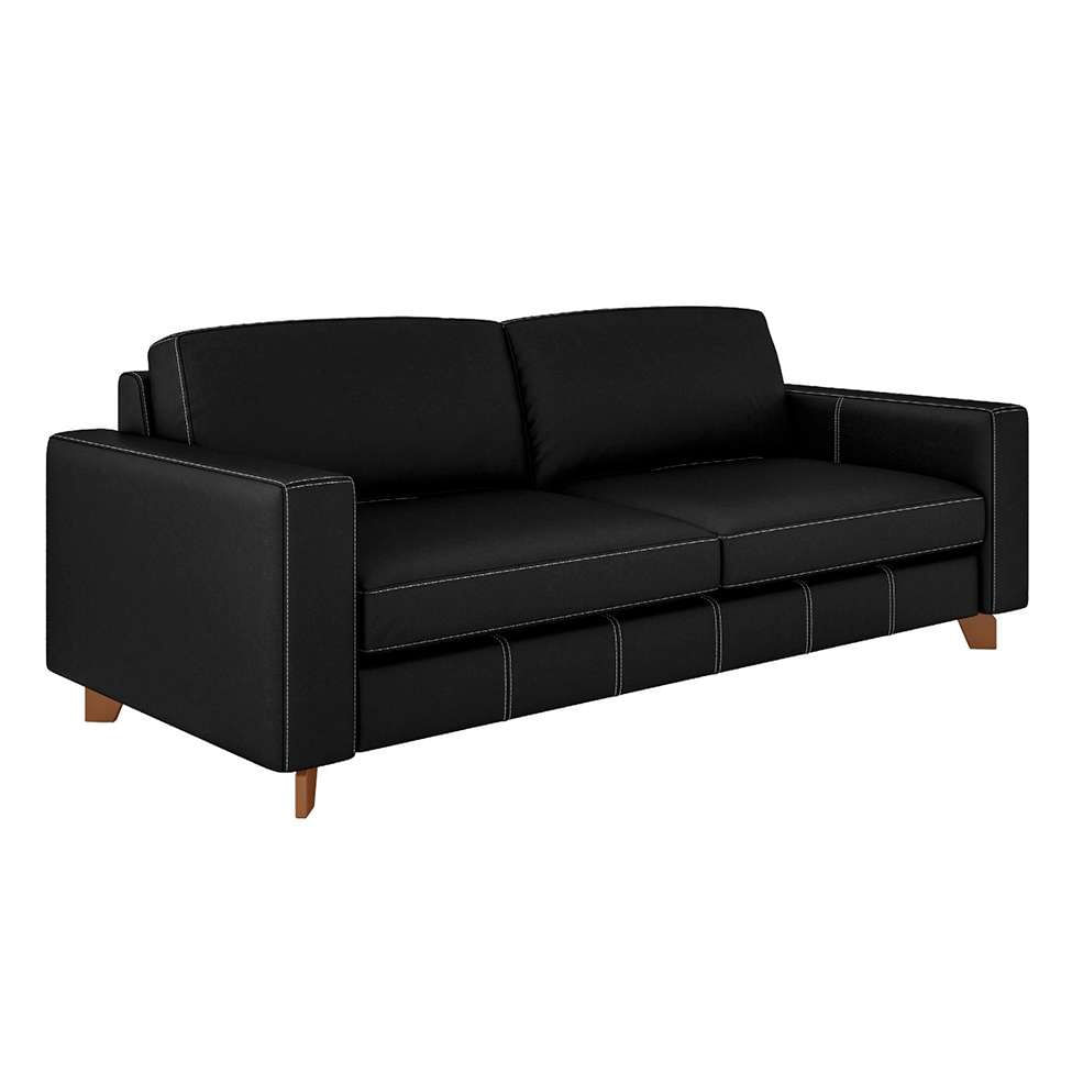 Sofá 3 Lugares Rússia Couro Preto em Promoção | Ofertas na Americanas