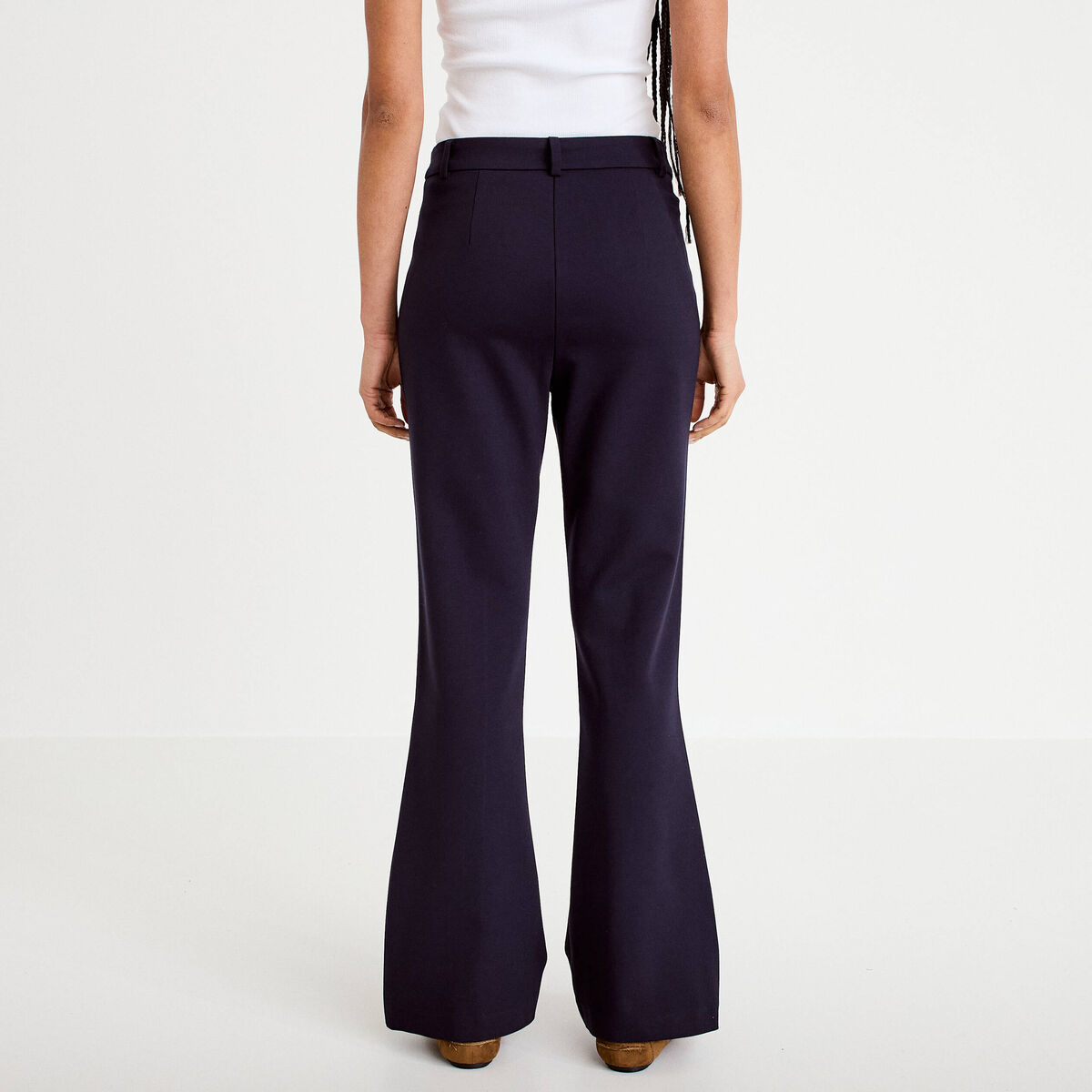 Pantalon bootcut taille standard bleu marine femme