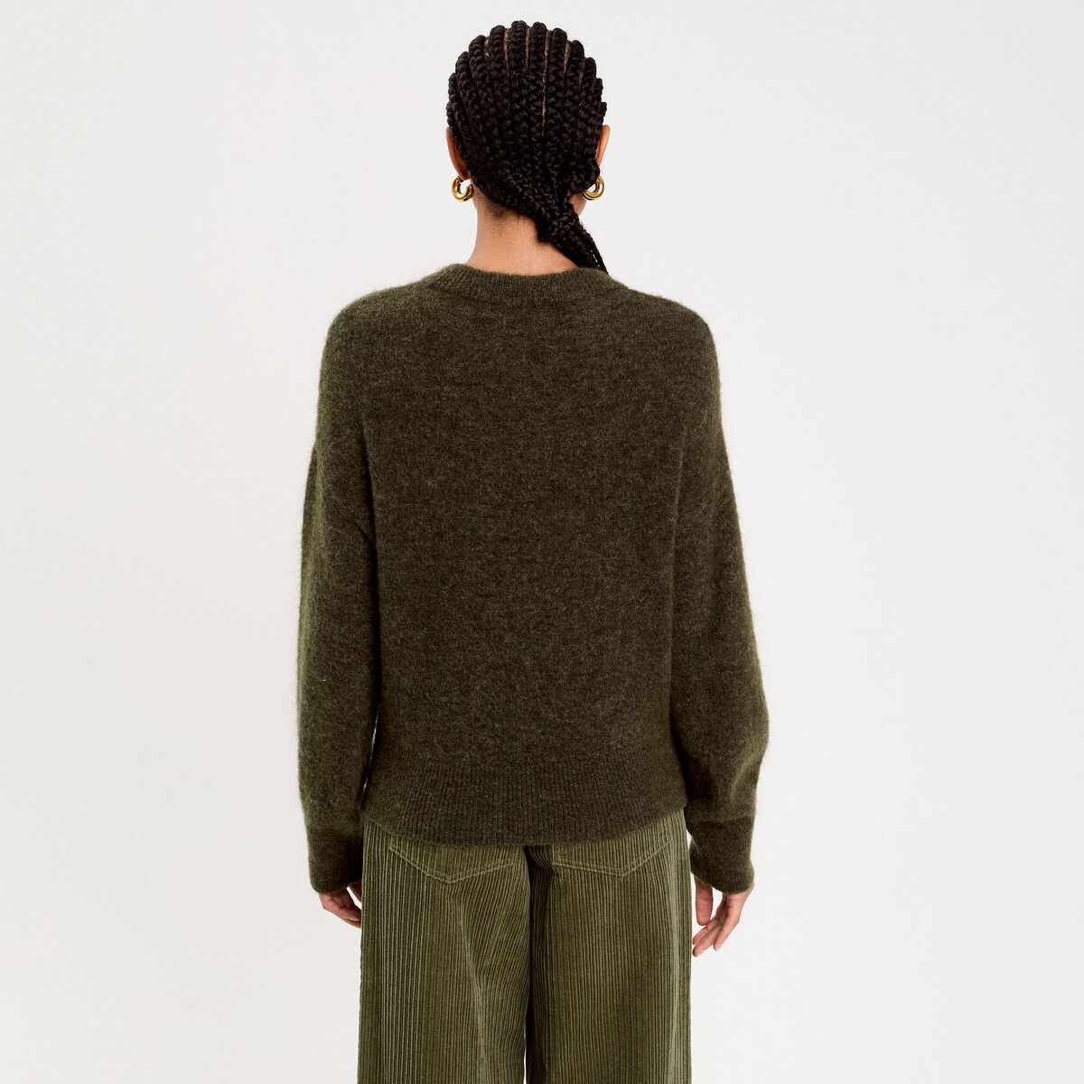 Pull manches longues vert kaki femme