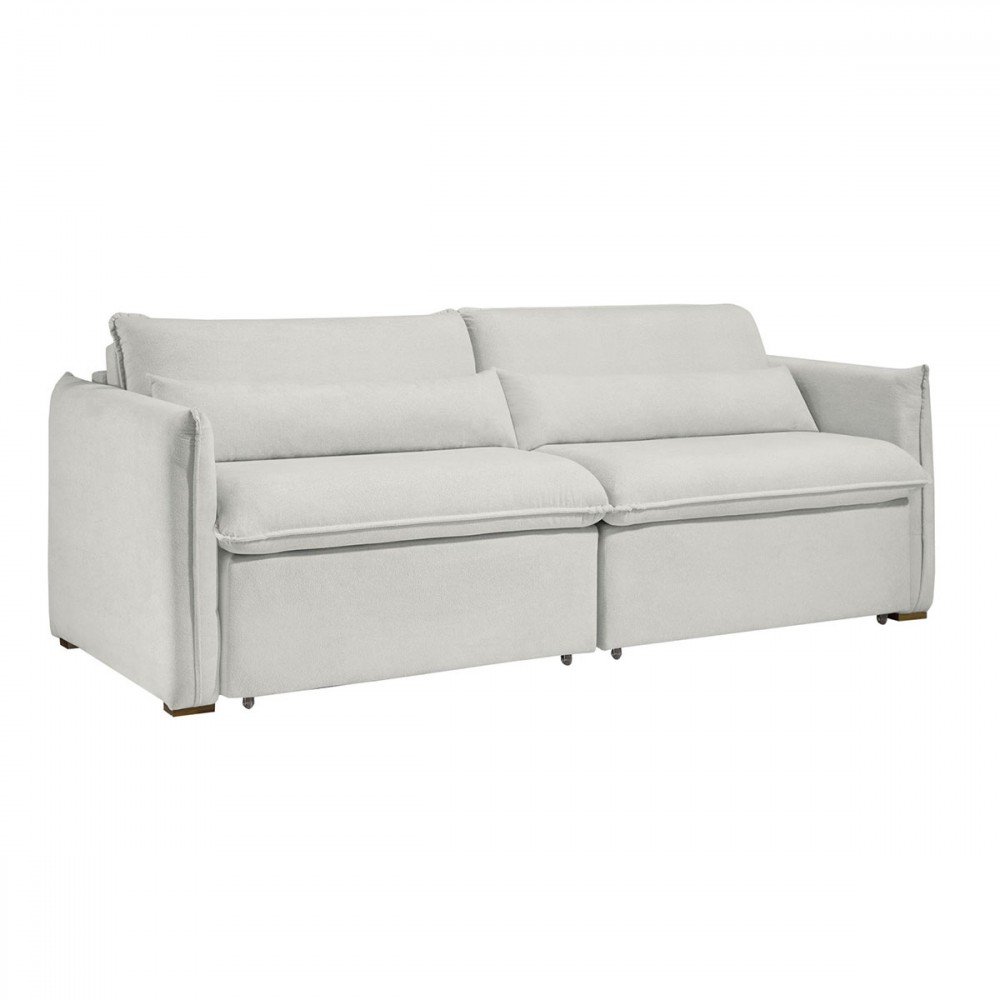 Sofá Cama 3 Lugares Aurora Retrátil Boucle Gelo - Celflex