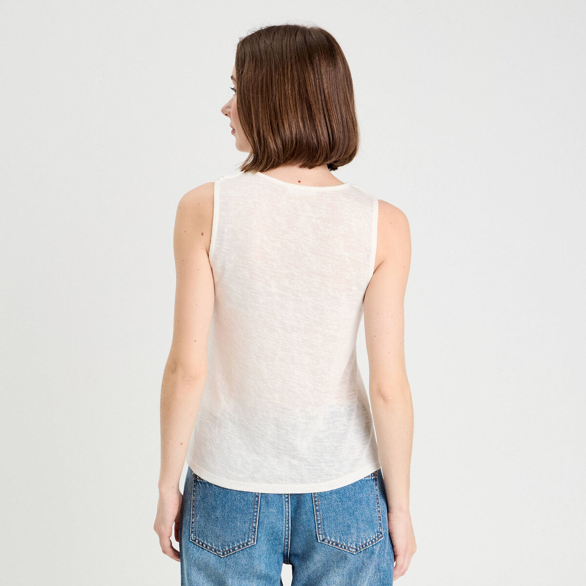 Débardeur sans manches ecru femme