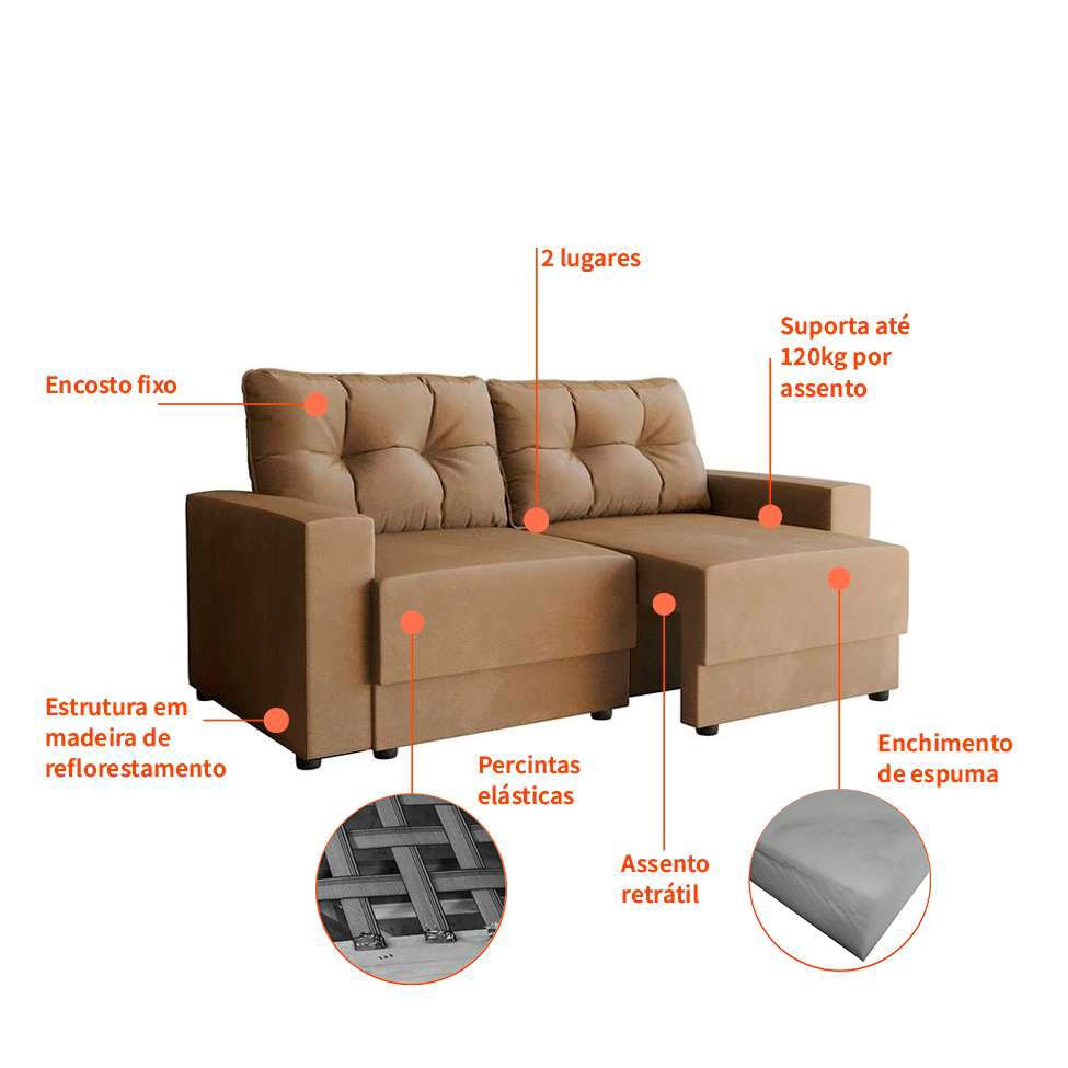 Sofá 2 Lugares Retrátil Lubeck Suede Bege 140 cm em Promoção | Ofertas na Americanas