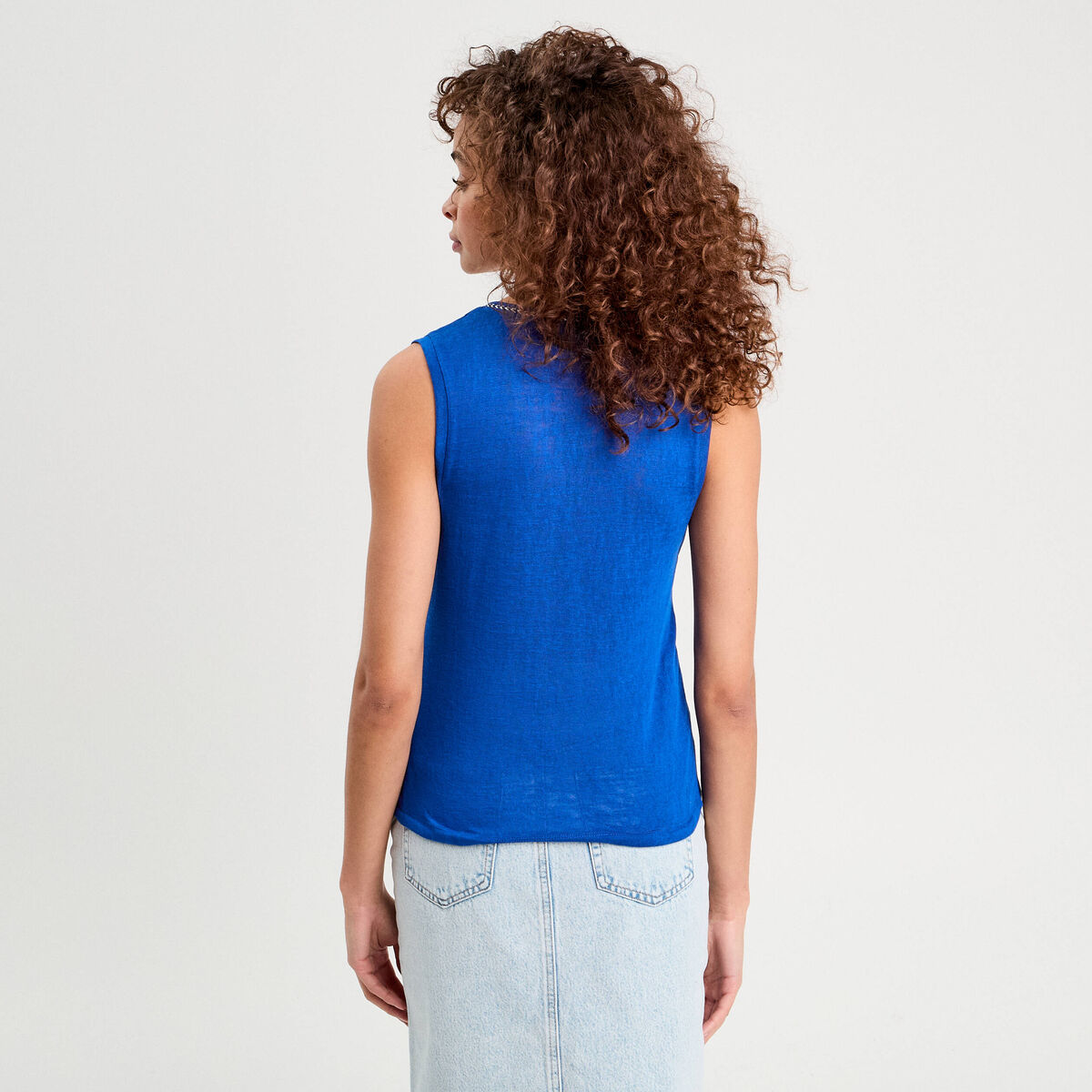 Débardeur détail noeud bleu electrique femme