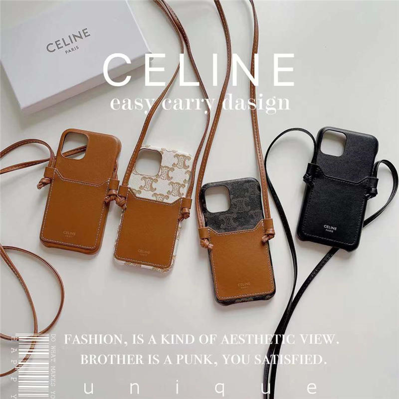 アイフォン16/16plus ケース セリーヌ 通販 iphone15pro max/14ケース カード収納 celine スマホケース ショルダー パロディ風 iphone13 ケース 便利 機能