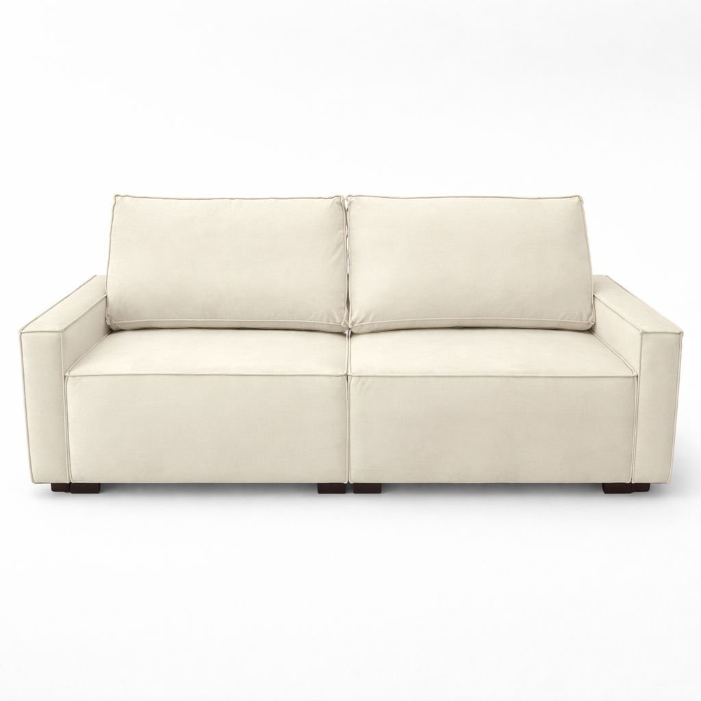 Sofá 3 Lugares Recepção Moderno 2 Metros Sala Contemporâneo Linho:bege