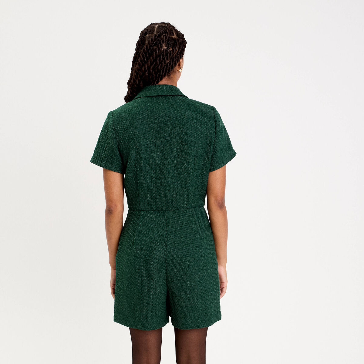 Combishort en tweed vert foncé femme