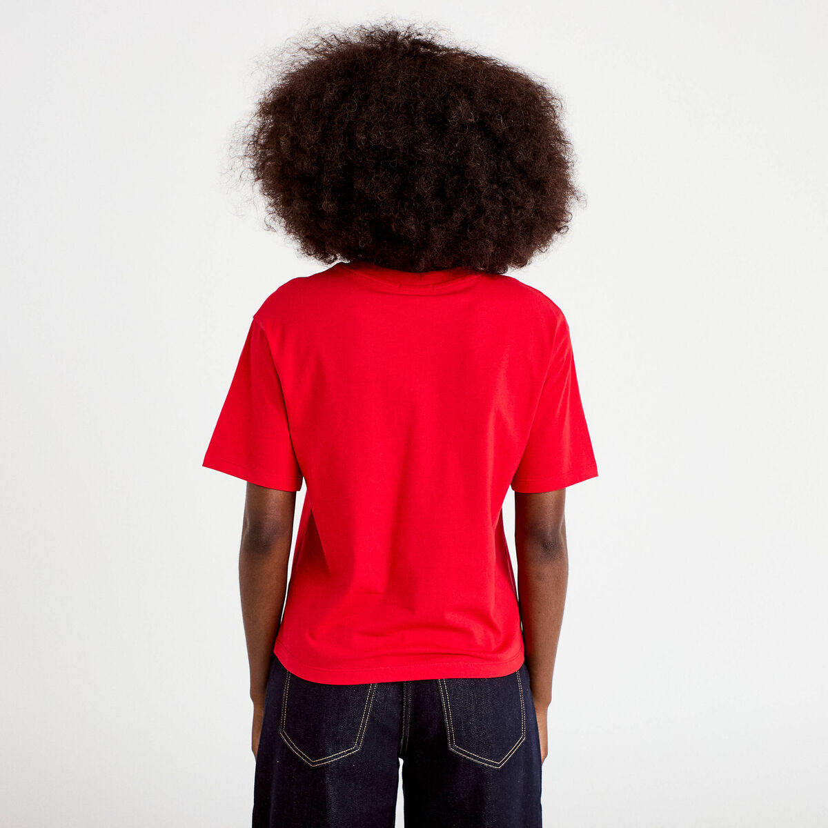 T-shirt col rond manches courtes rouge femme