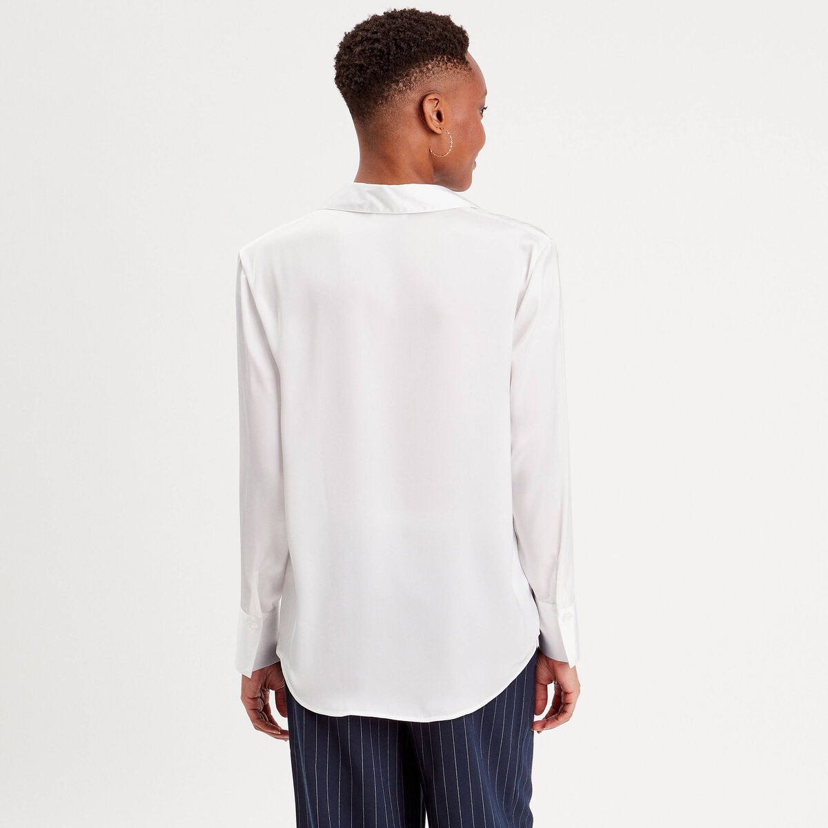 Chemise satinée blanc femme