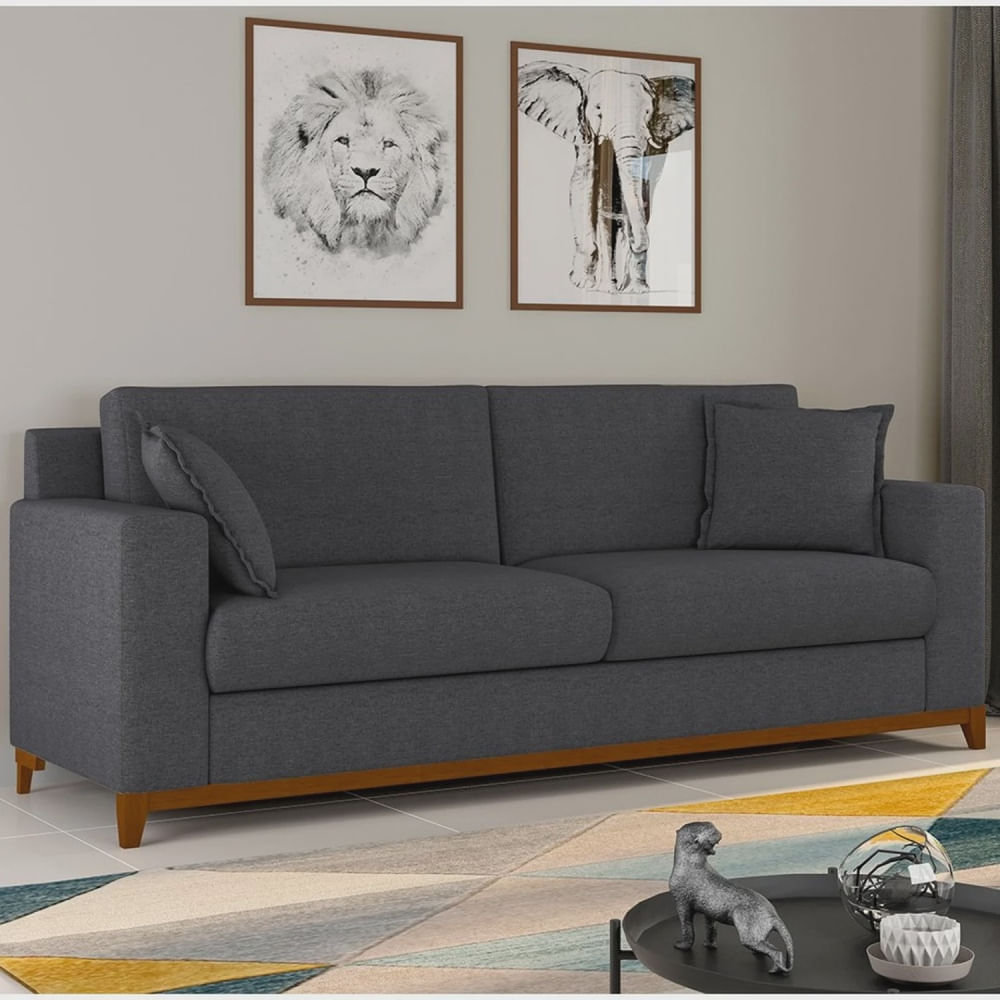 Sofá Living Vintage 3 Lugares 200cm em Linho Slim em Promoção | Ofertas na Americanas