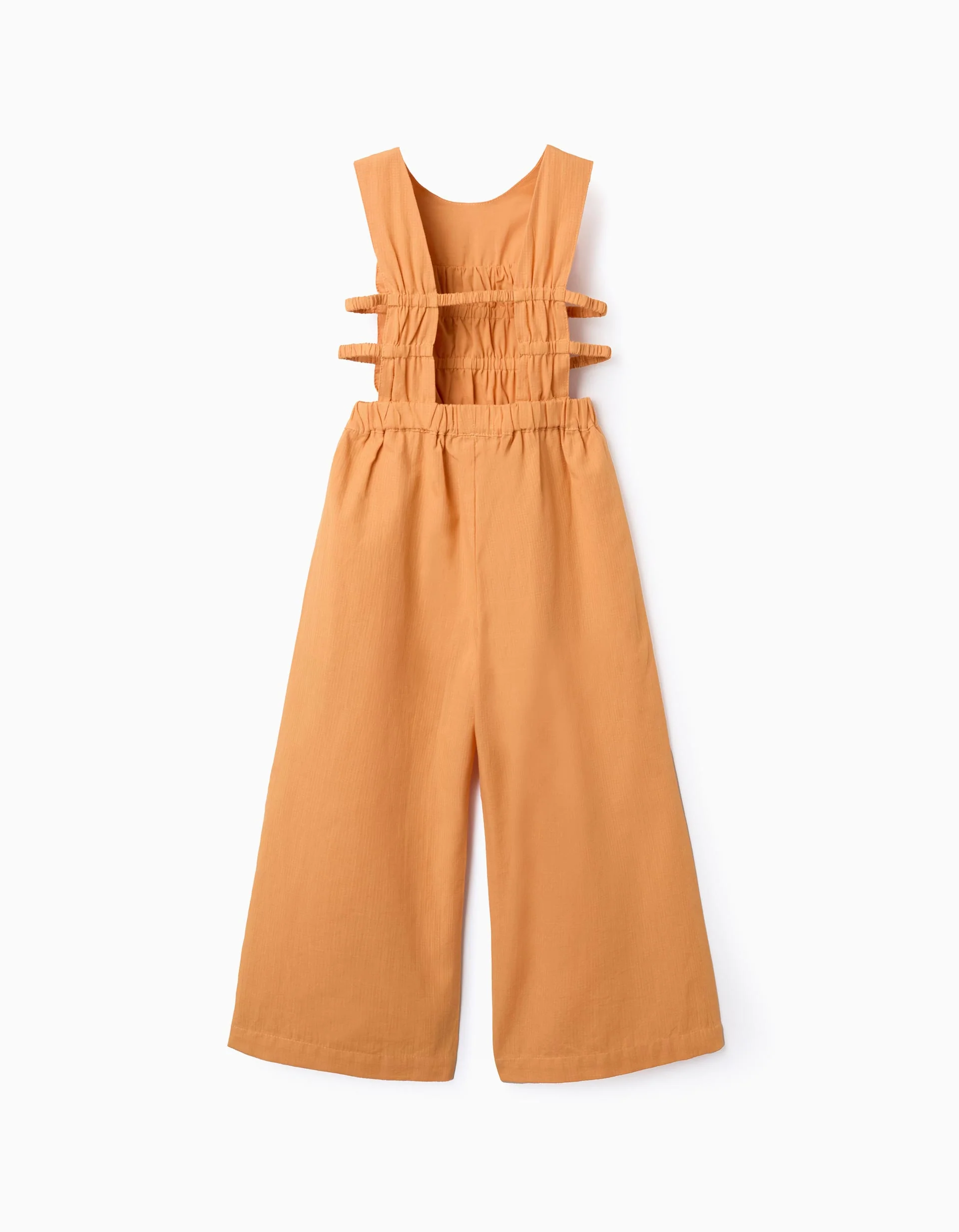 Sleeveless cotton jumpsuit with open sides for girls, orange
