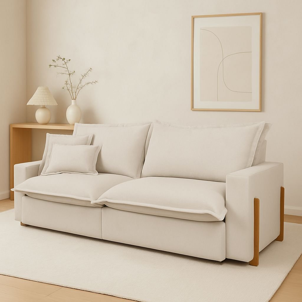 Sofá Retrátil Reclinável Davi Original com Molas Ensacadas Tecido Linho Cru 2,00m