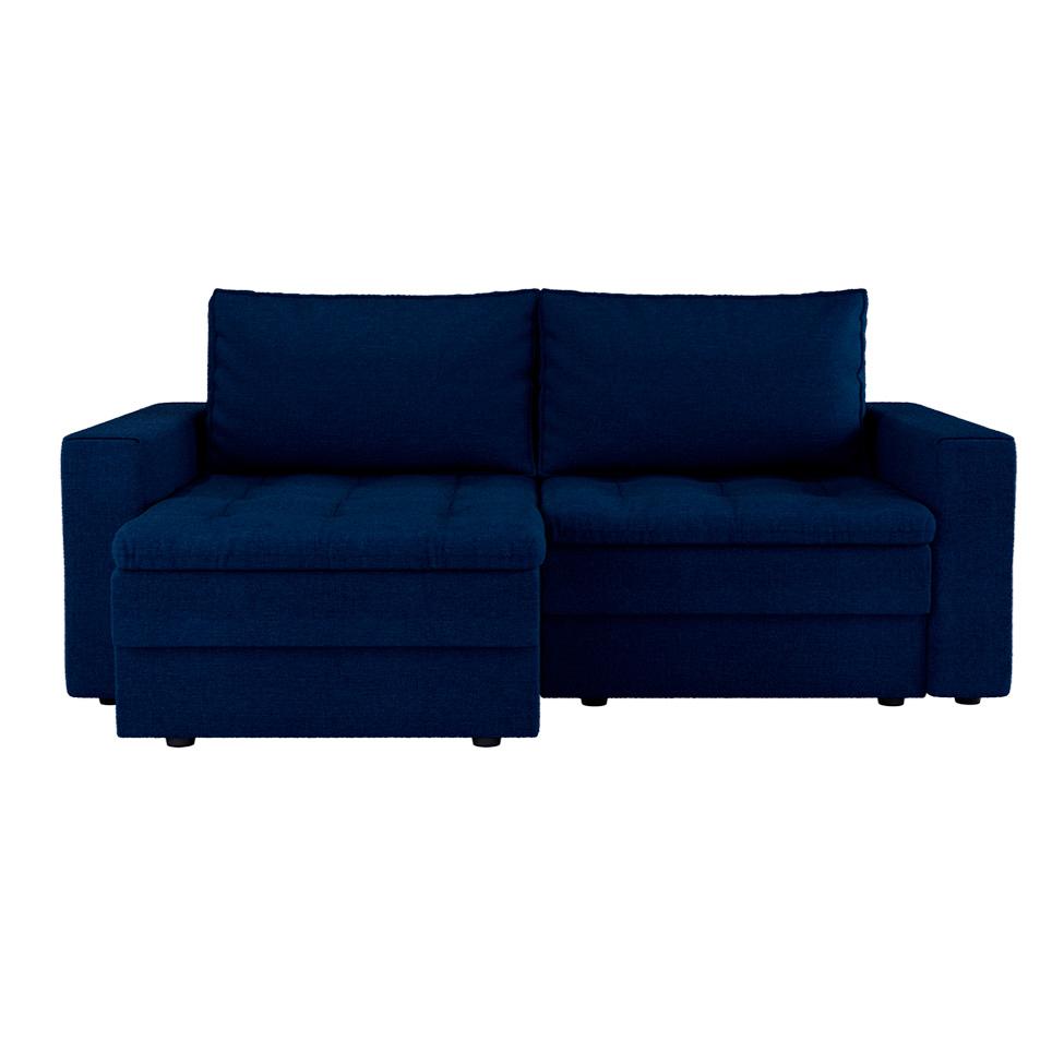 Sofá 3 Lugares Retrátil Berna Linho Azul Marinho 210 cm
