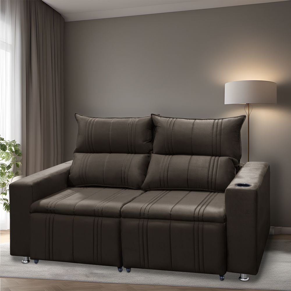 Sofá Retrátil e Reclinável 2 Lugares Madri 1.60m Suede - Star Confort