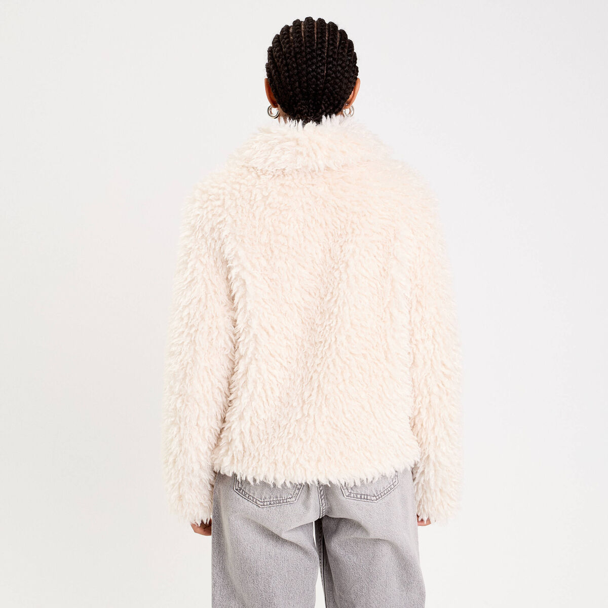 Veste fausse fourrure ecru femme