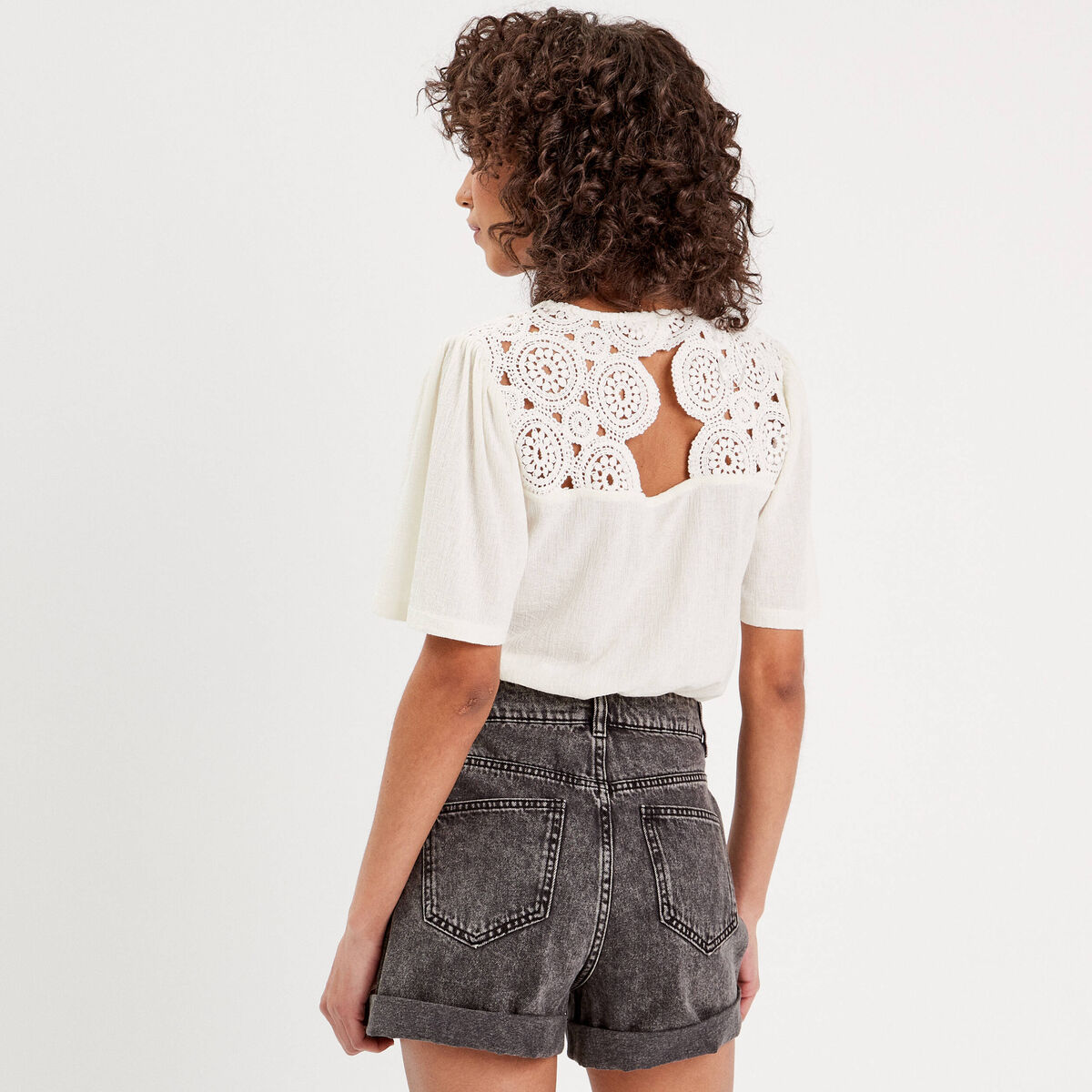 T-shirt manches courtes ecru femme