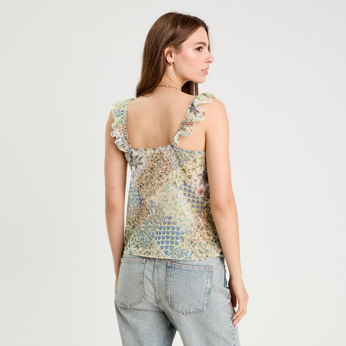 Blouse bretelles fines blanc femme