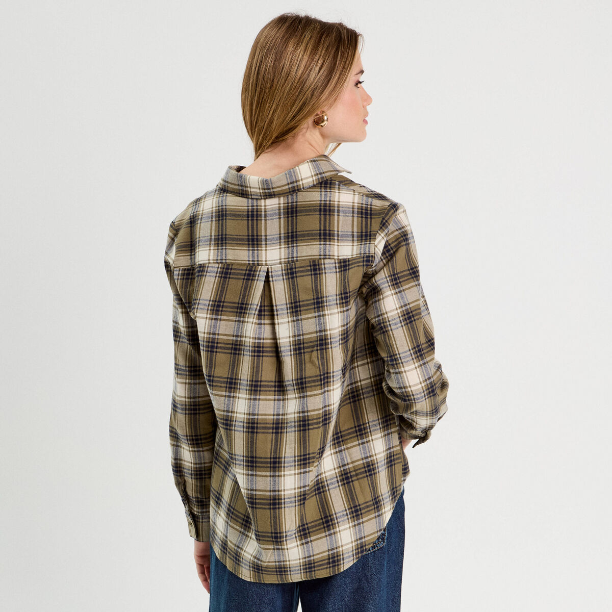 Chemise manches longues vert kaki femme